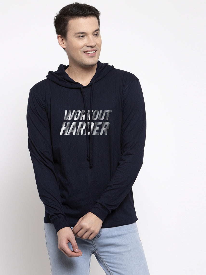 Men's Workout Harder Full Sleeves Hoody T-Shirt - Friskers