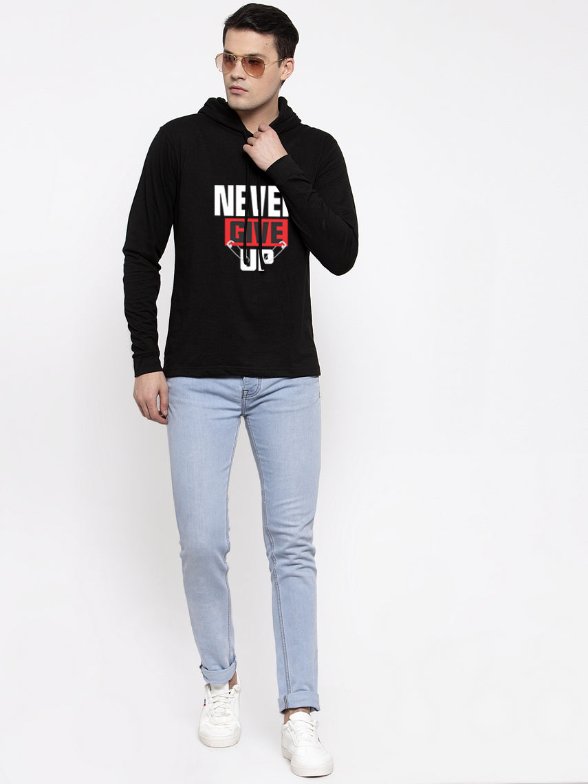 Men's Never Give Up Full Sleeves Hoody T-Shirt - Friskers