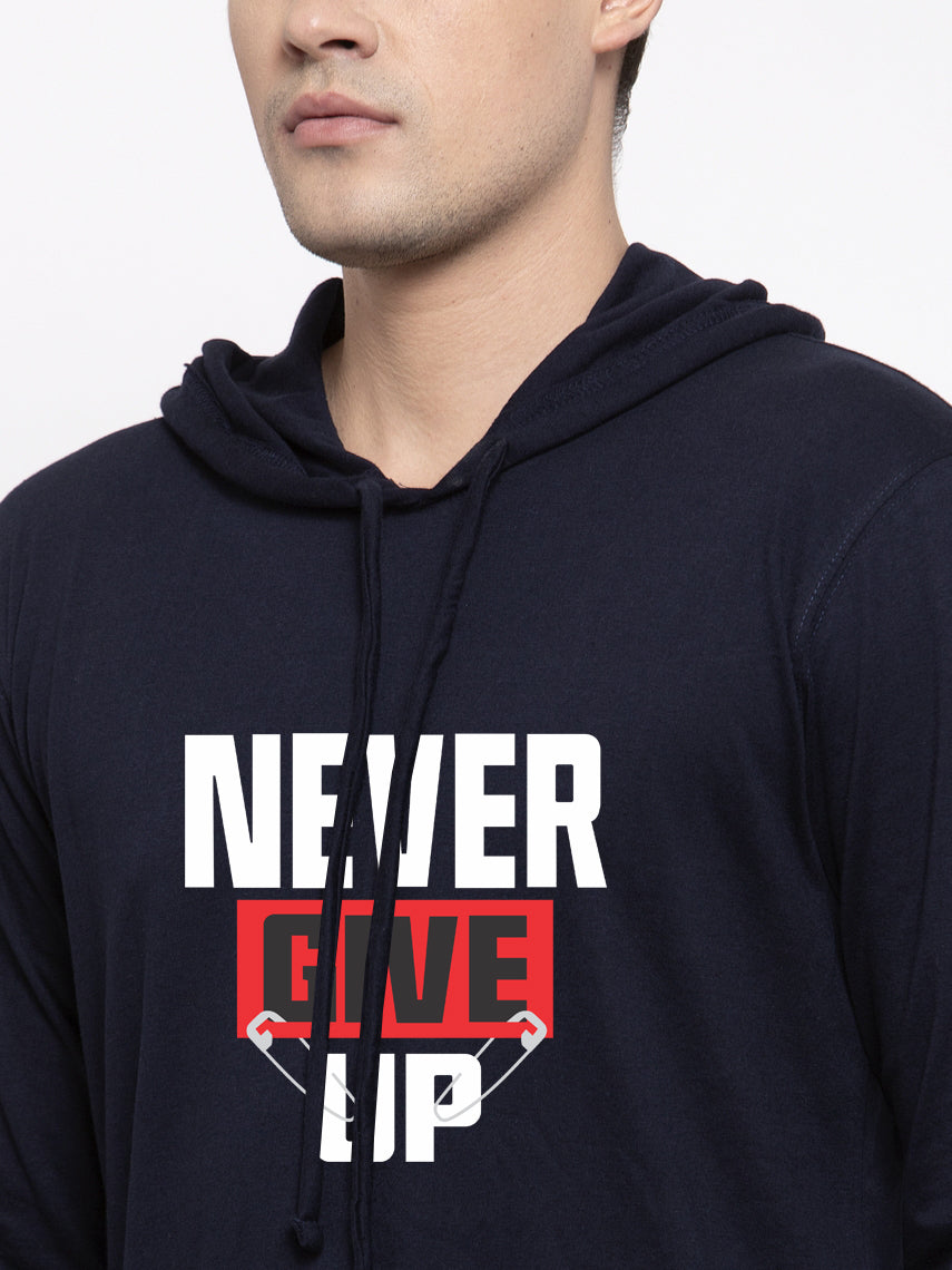 Men's Never Give Up Full Sleeves Hoody T-Shirt - Friskers