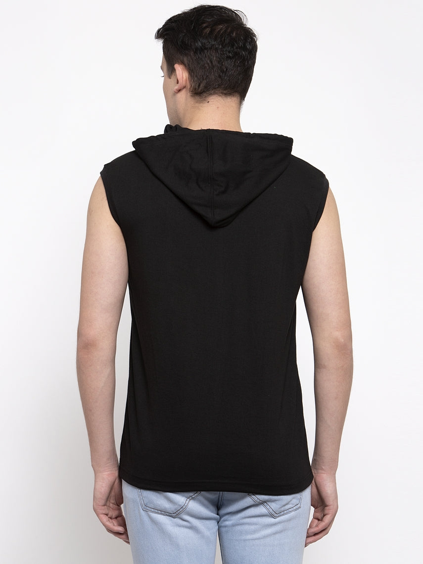 Frisker's Solid Men Hooded Neck Sleeveless T-Shirt - Friskers