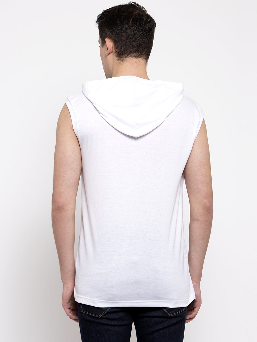 Frisker's Solid Men Hooded Neck Sleeveless T-Shirt - Friskers