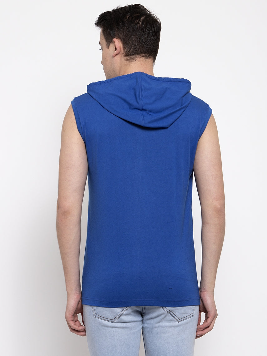 Frisker's Solid Men Hooded Neck Sleeveless T-Shirt - Friskers