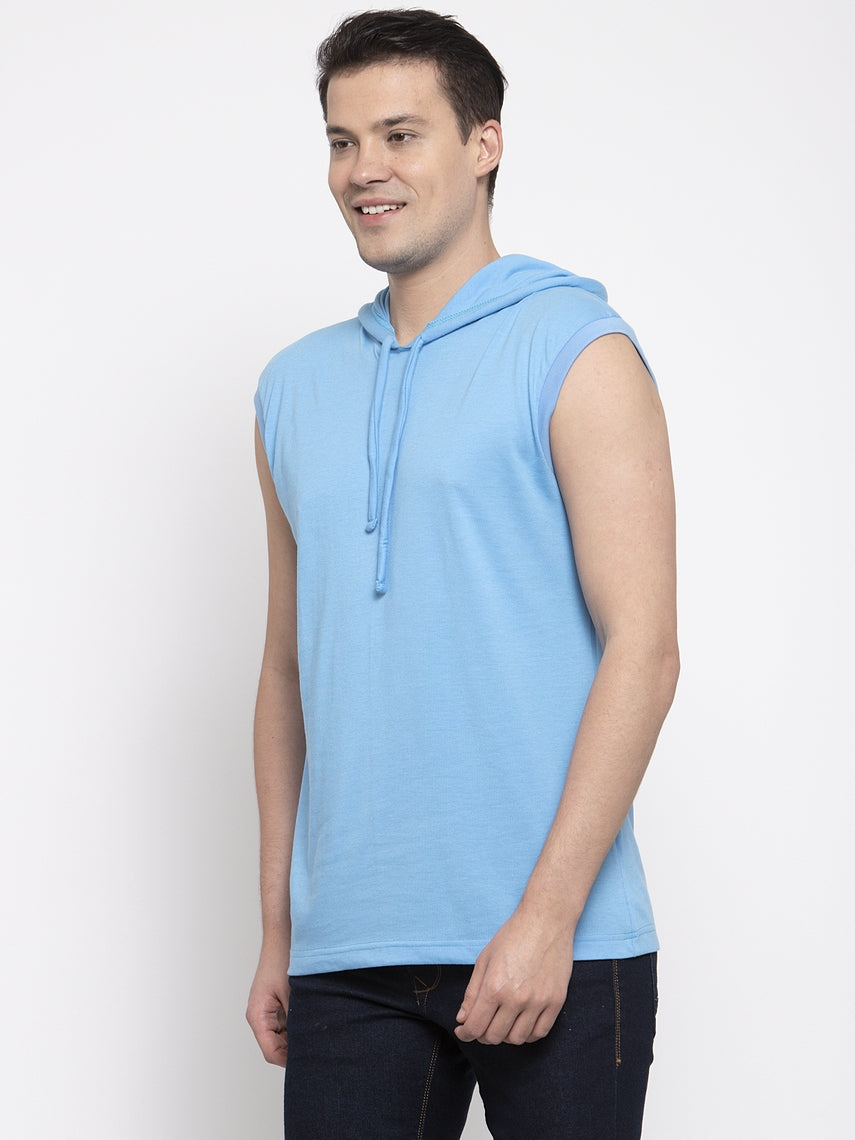 Frisker's Solid Men Hooded Neck Sleeveless T-Shirt - Friskers