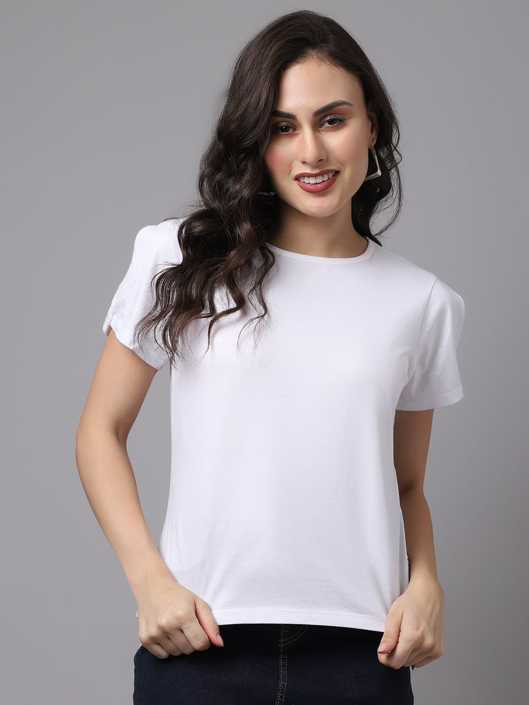 Women Slit Sleeves Pure Cotton T-Shirt - Friskers