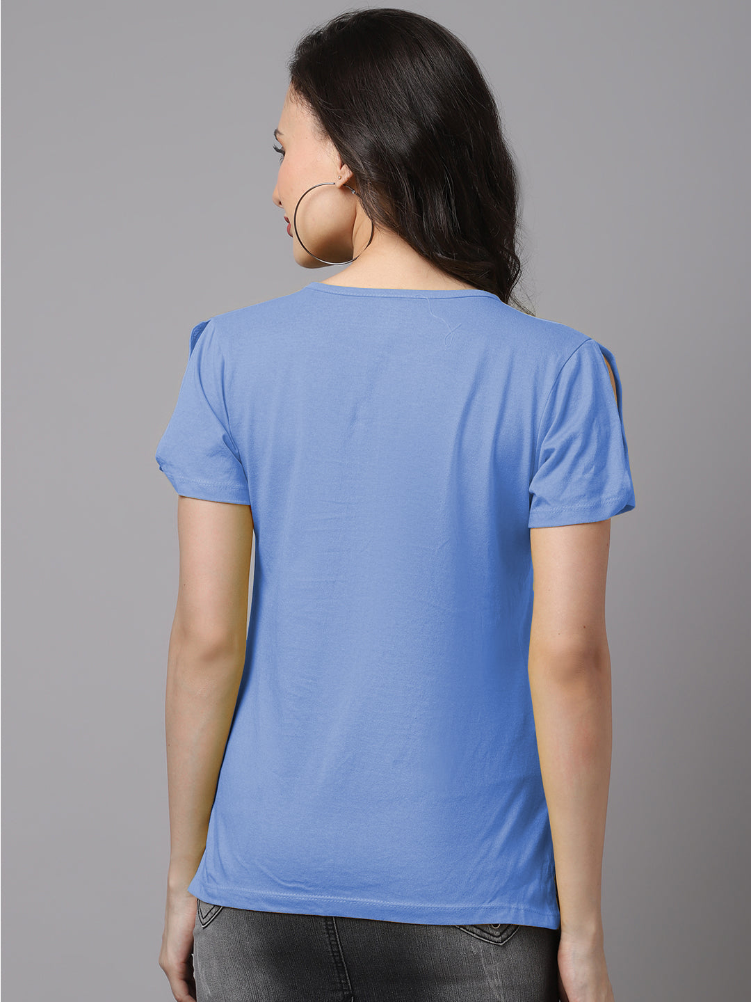 Women Slit Sleeves Pure Cotton T-Shirt - Friskers