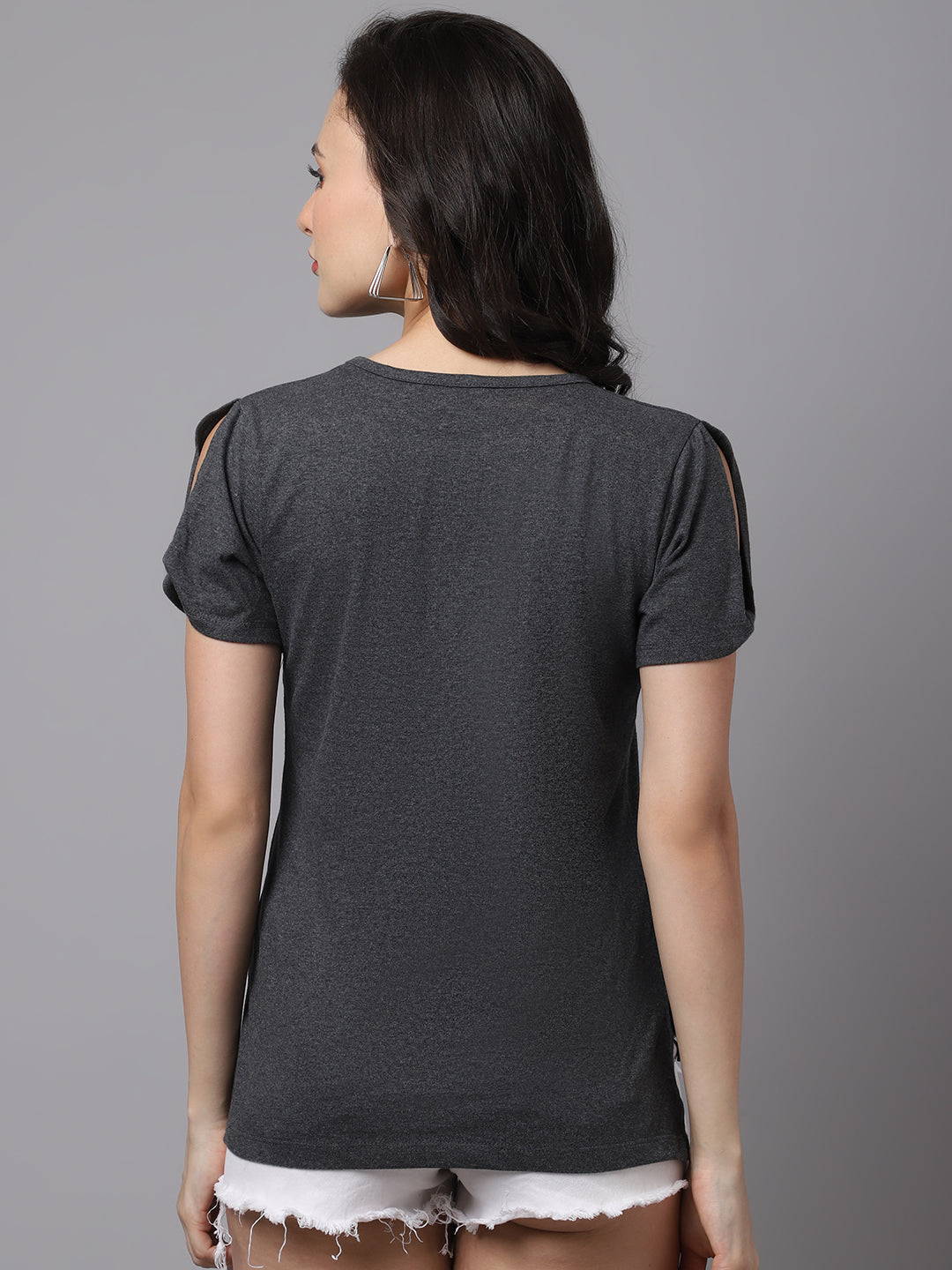 Women Slit Sleeves Pure Cotton T-Shirt - Friskers