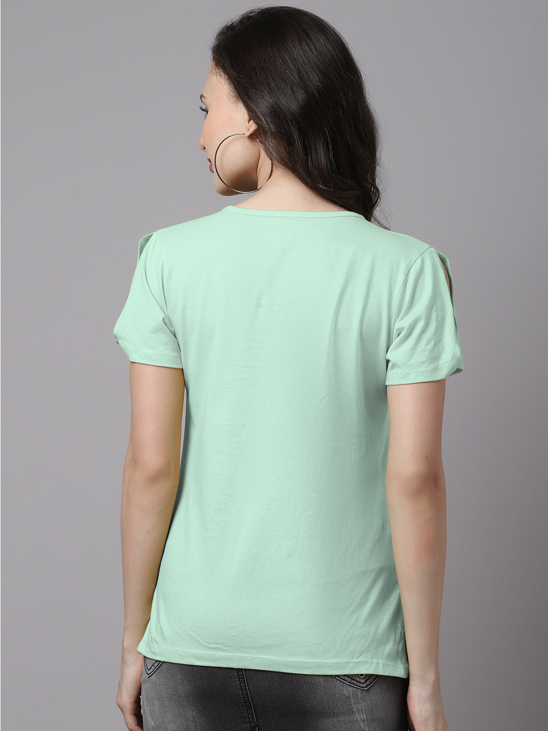 Women Slit Sleeves Pure Cotton T-Shirt - Friskers