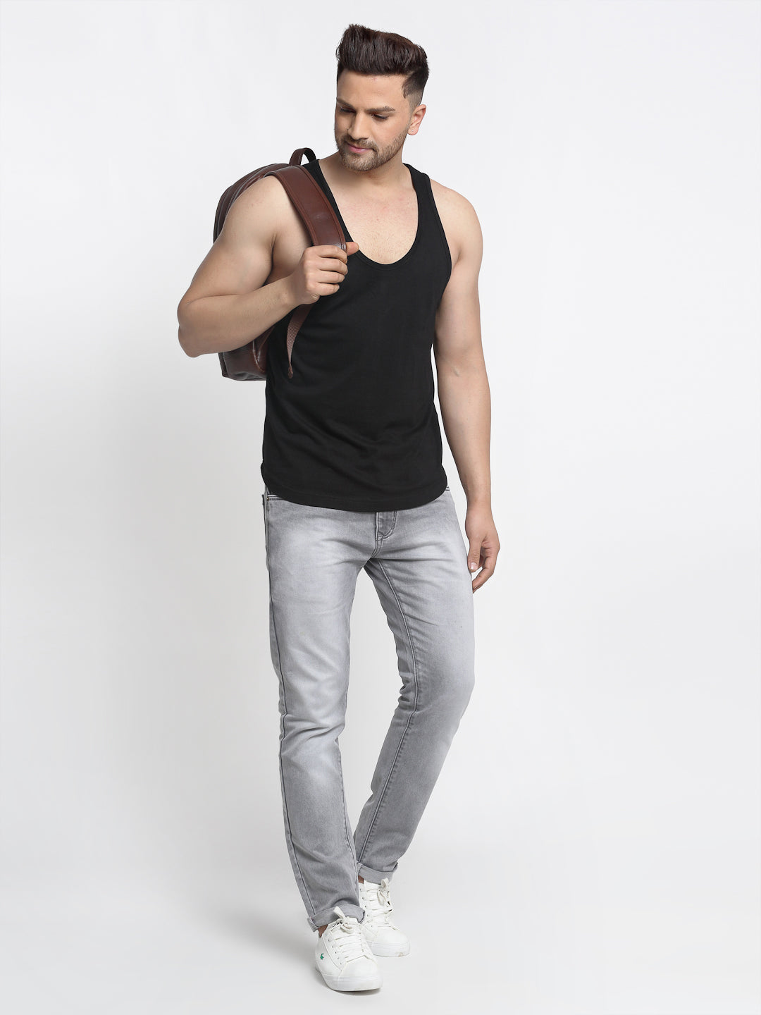 Men Solid Innerwear Gym Vest - Friskers