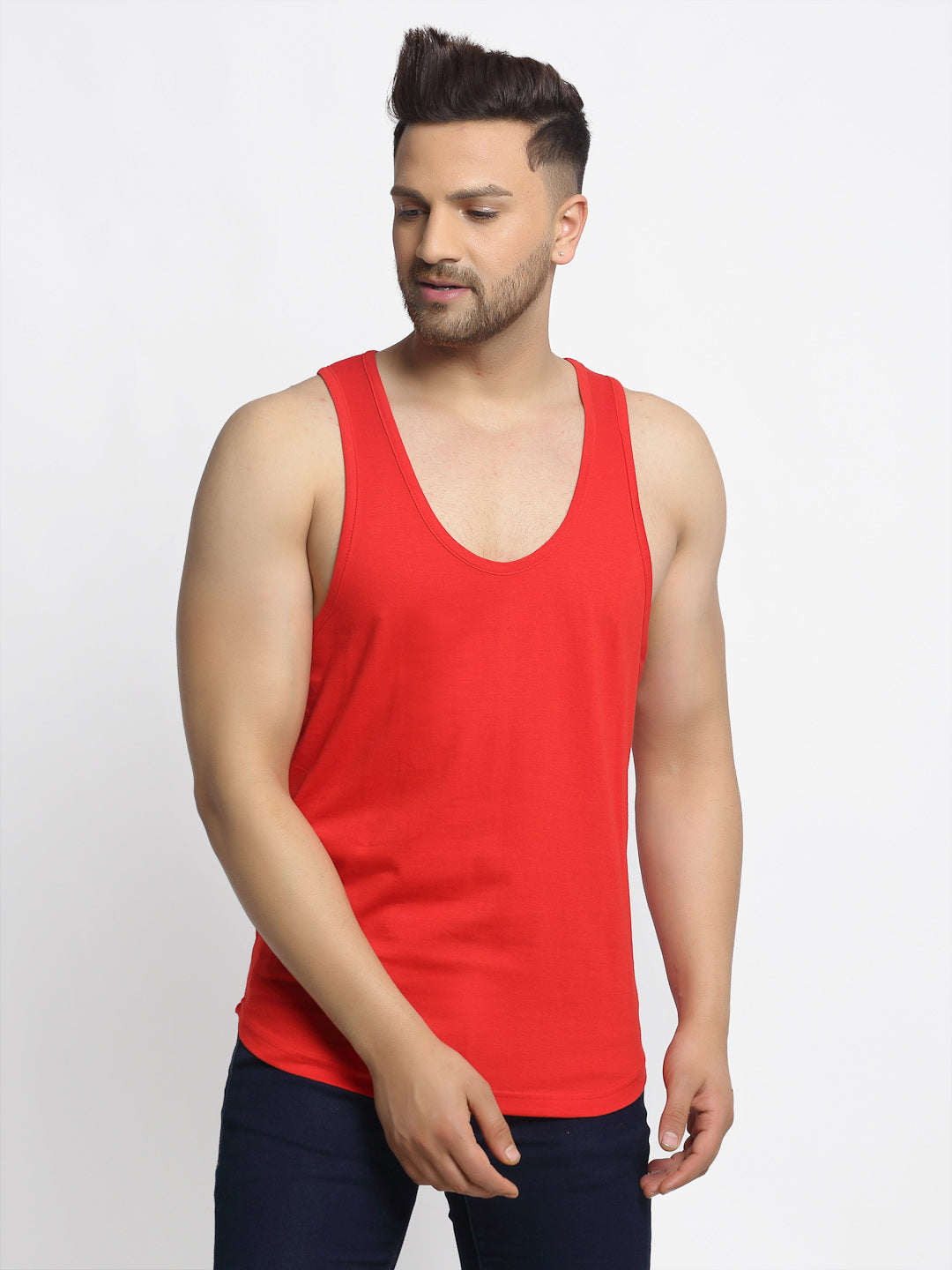 Men Solid Innerwear Gym Vest - Friskers