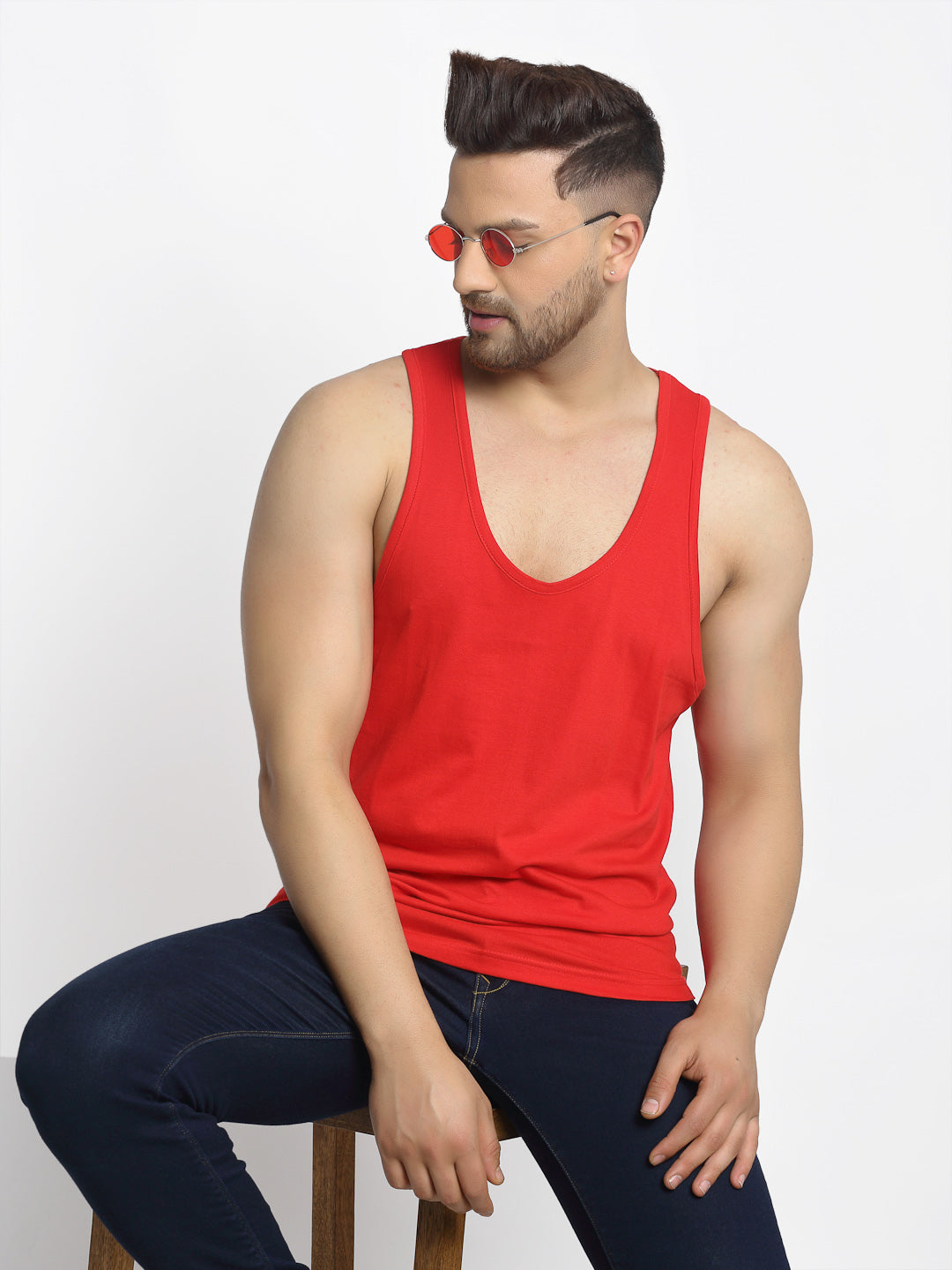 Men Solid Innerwear Gym Vest - Friskers