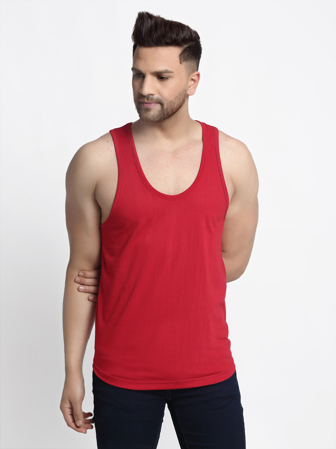Men Solid Innerwear Gym Vest - Friskers