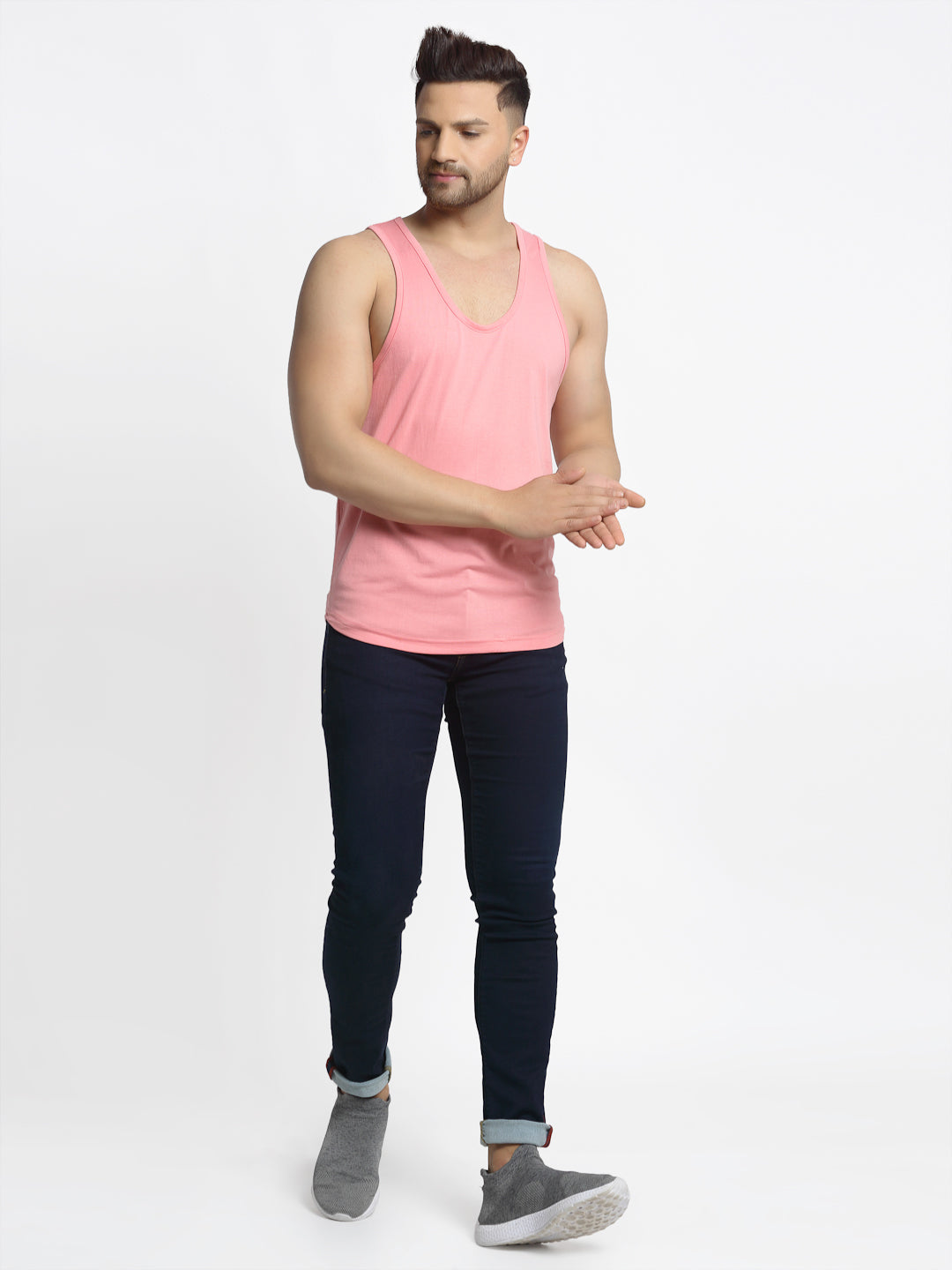 Men Solid Innerwear Gym Vest - Friskers
