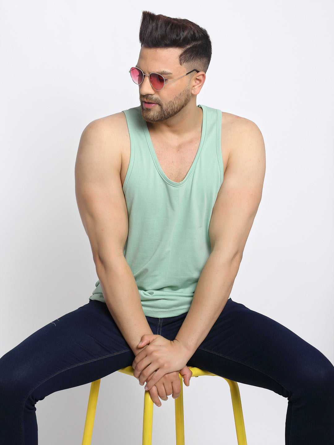 Men Solid Innerwear Gym Vest - Friskers