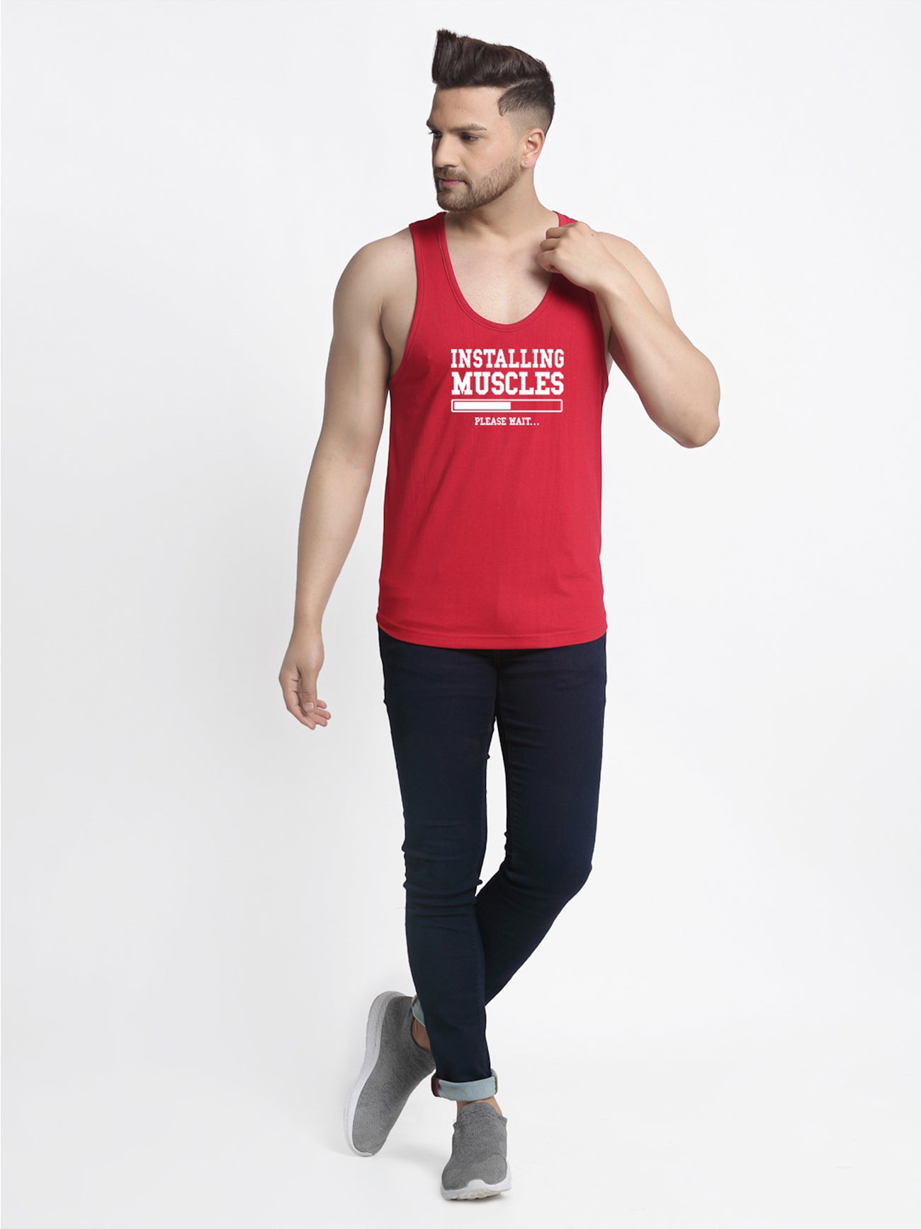 Installing Muscle Printed Innerwear Gym Vest - Friskers