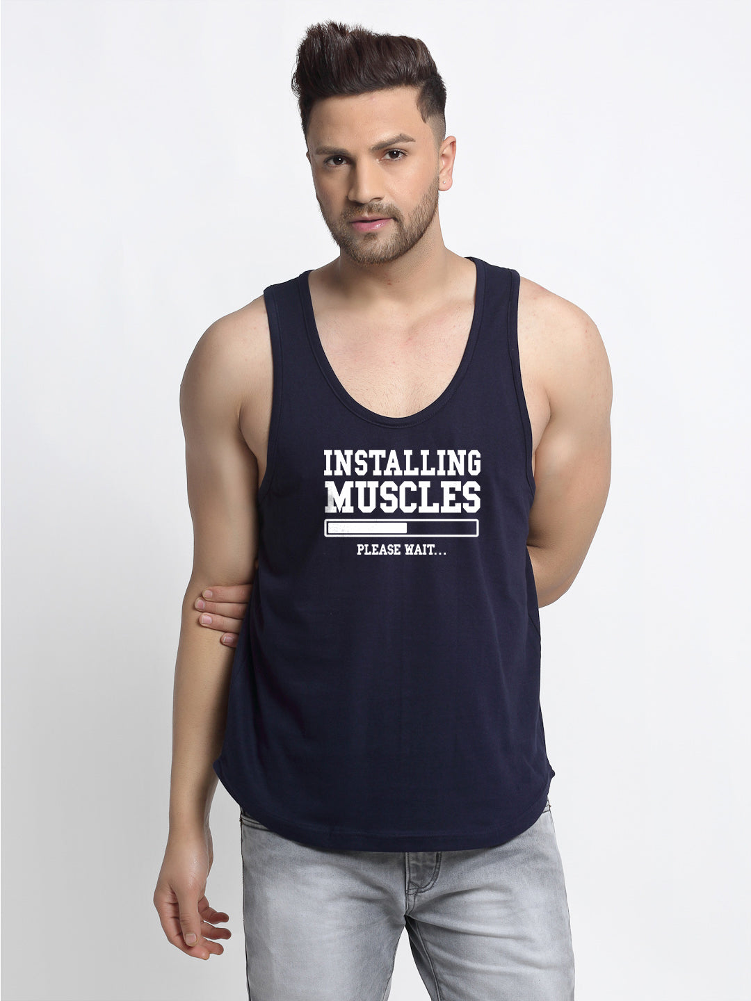 Installing Muscle Printed Innerwear Gym Vest - Friskers
