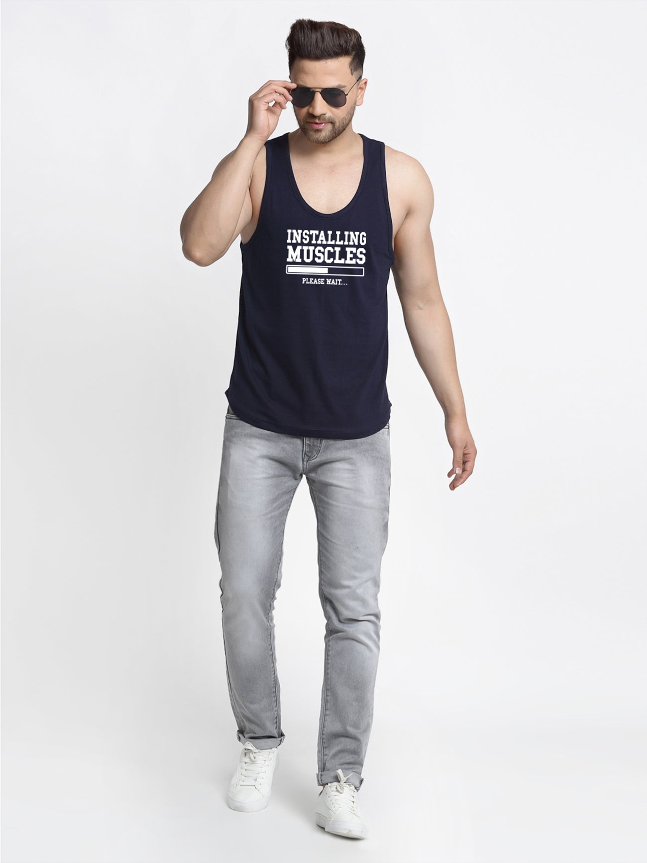 Installing Muscle Printed Innerwear Gym Vest - Friskers