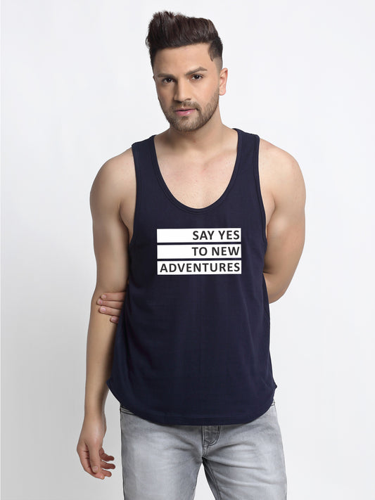Say Yes To New Adventure Printed Innerwear Gym Vest - Friskers