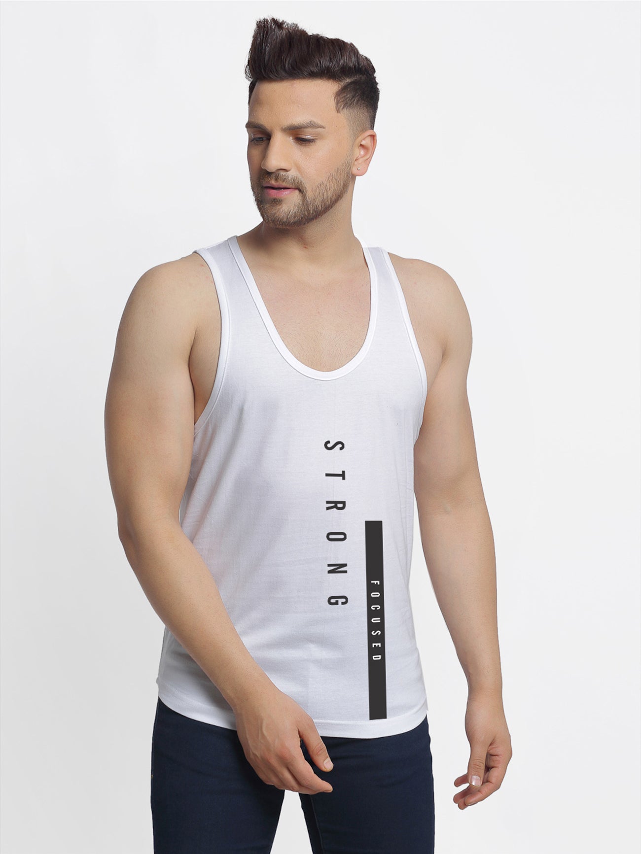 Men Focused Strong Innerwear Gym Vest - Main Image