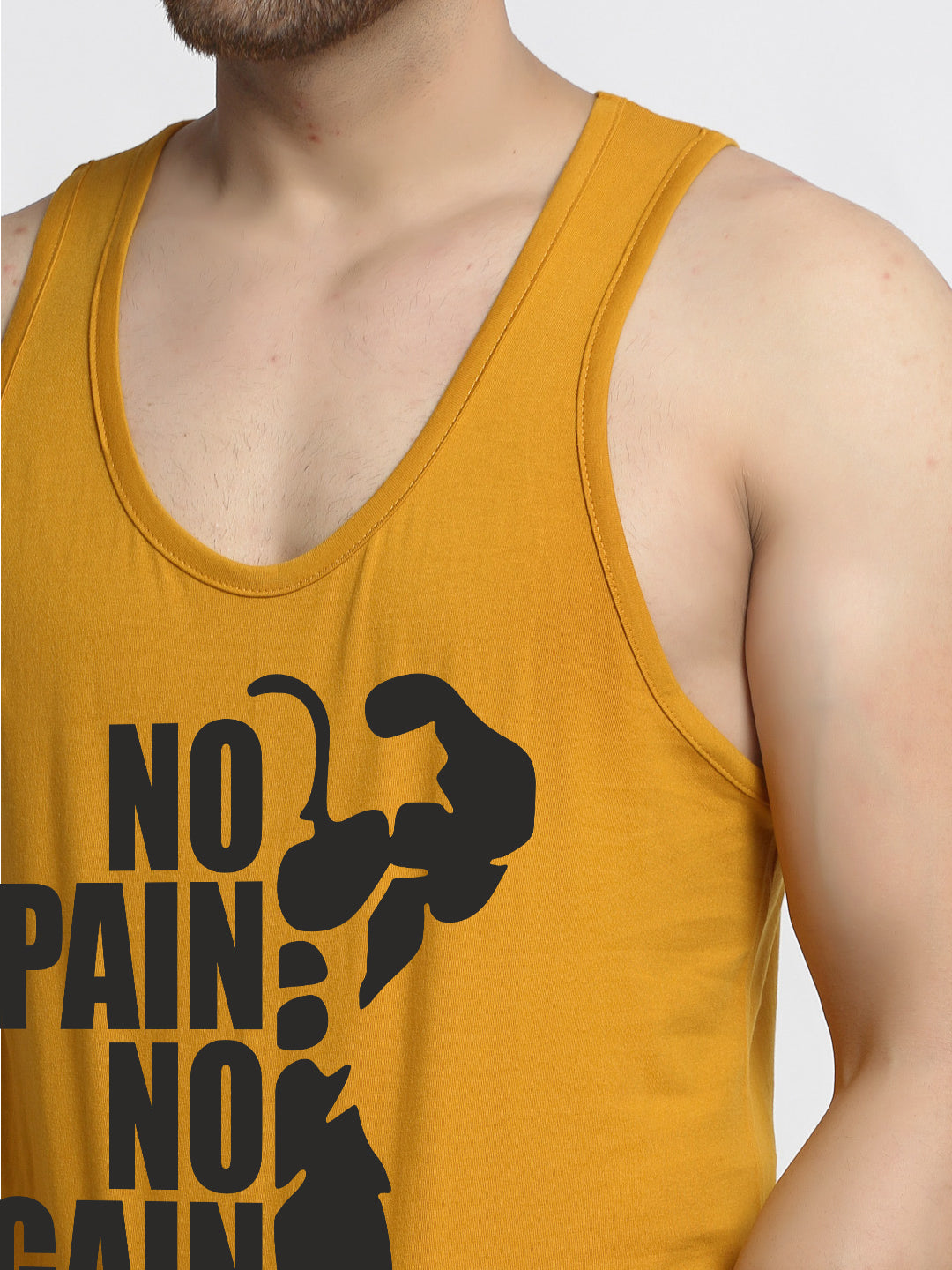No Pain No Gain Printed Innerwear Gym Vest - Friskers
