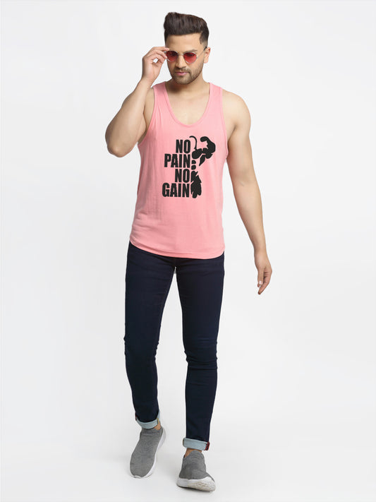No Pain No Gain Printed Innerwear Gym Vest - Friskers