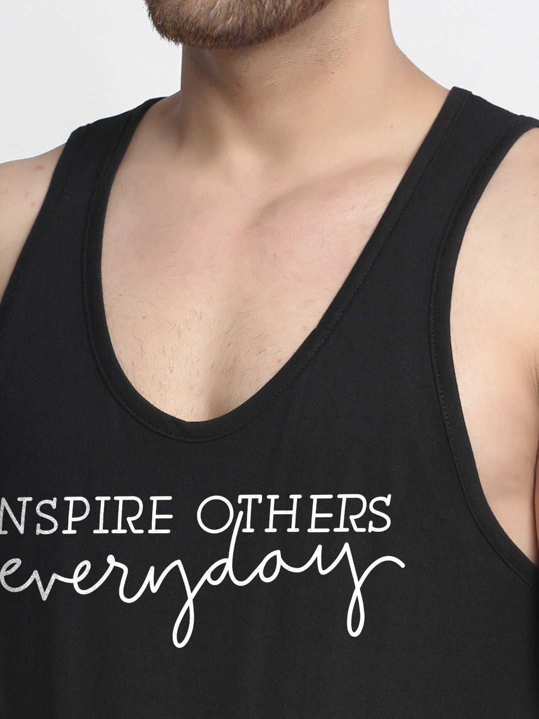 Men Typography Printed Innerwear Gym Vest - Friskers