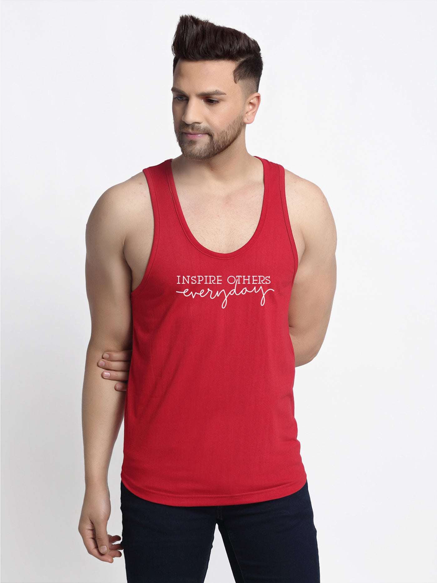 Men Typography Printed Innerwear Gym Vest - Friskers