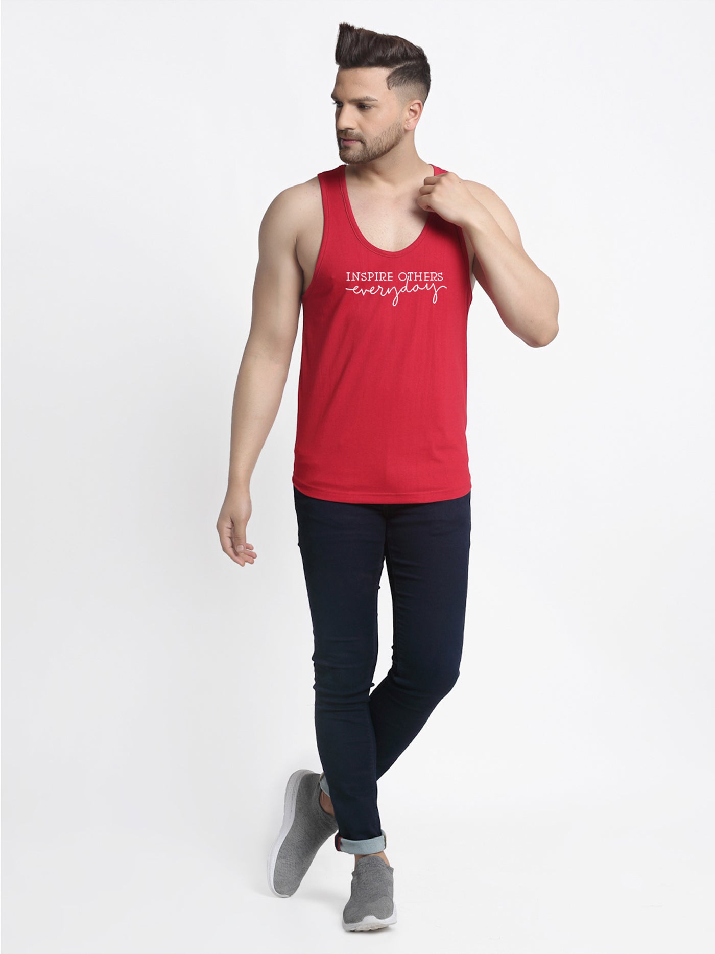 Men Typography Printed Innerwear Gym Vest - Friskers