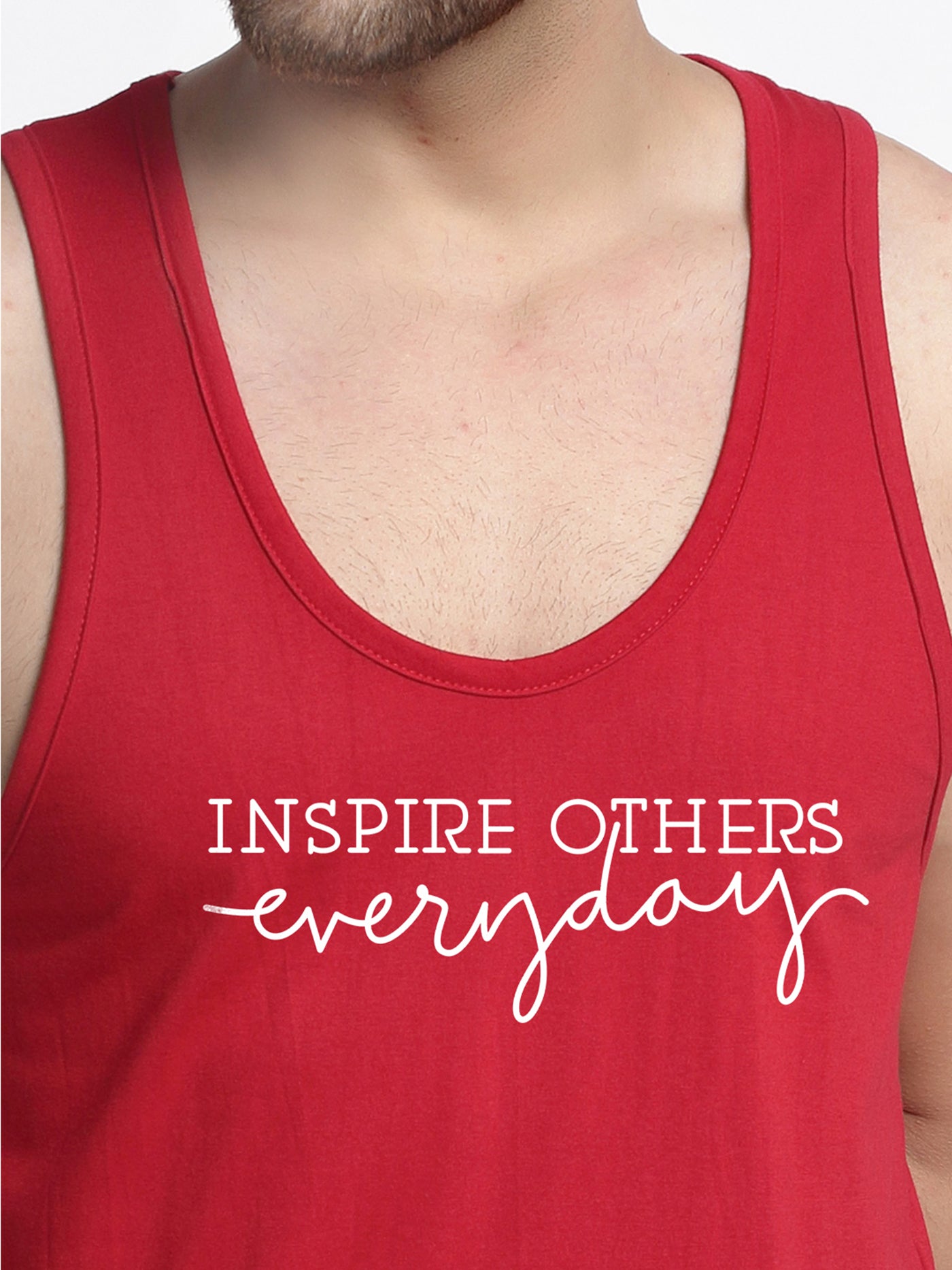 Men Typography Printed Innerwear Gym Vest - Friskers
