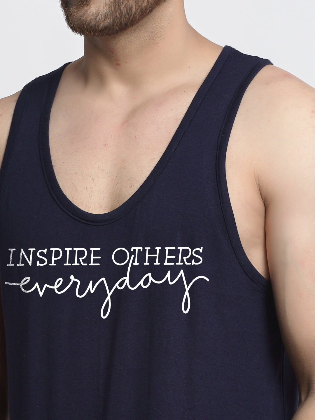 Men Typography Printed Innerwear Gym Vest - Friskers
