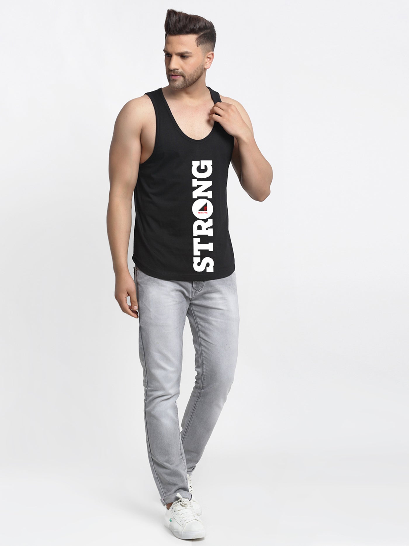 Men Strong Printed Innerwear Gym Vest - Friskers