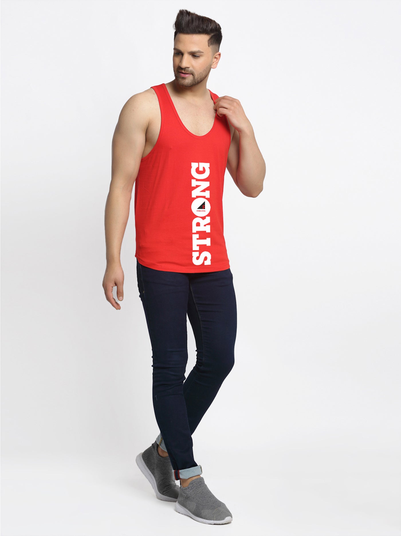 Men Strong Printed Innerwear Gym Vest - Friskers