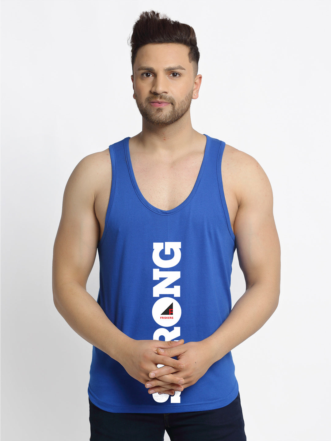 Men Strong Printed Innerwear Gym Vest - Friskers