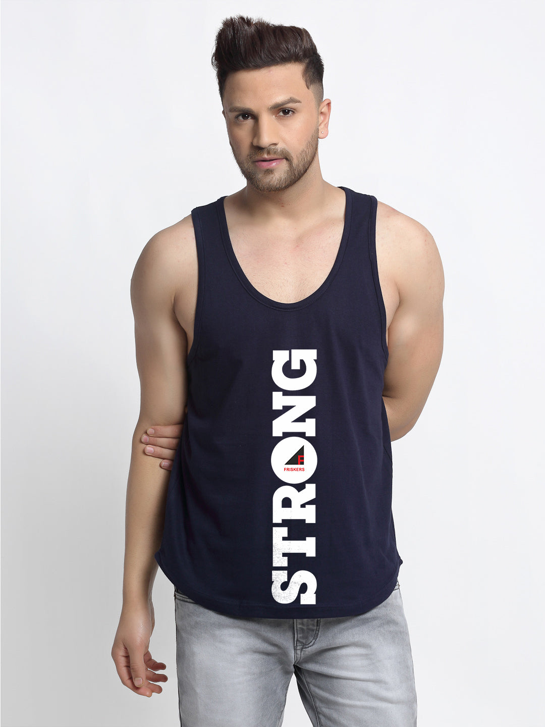 Men Strong Printed Innerwear Gym Vest - Friskers