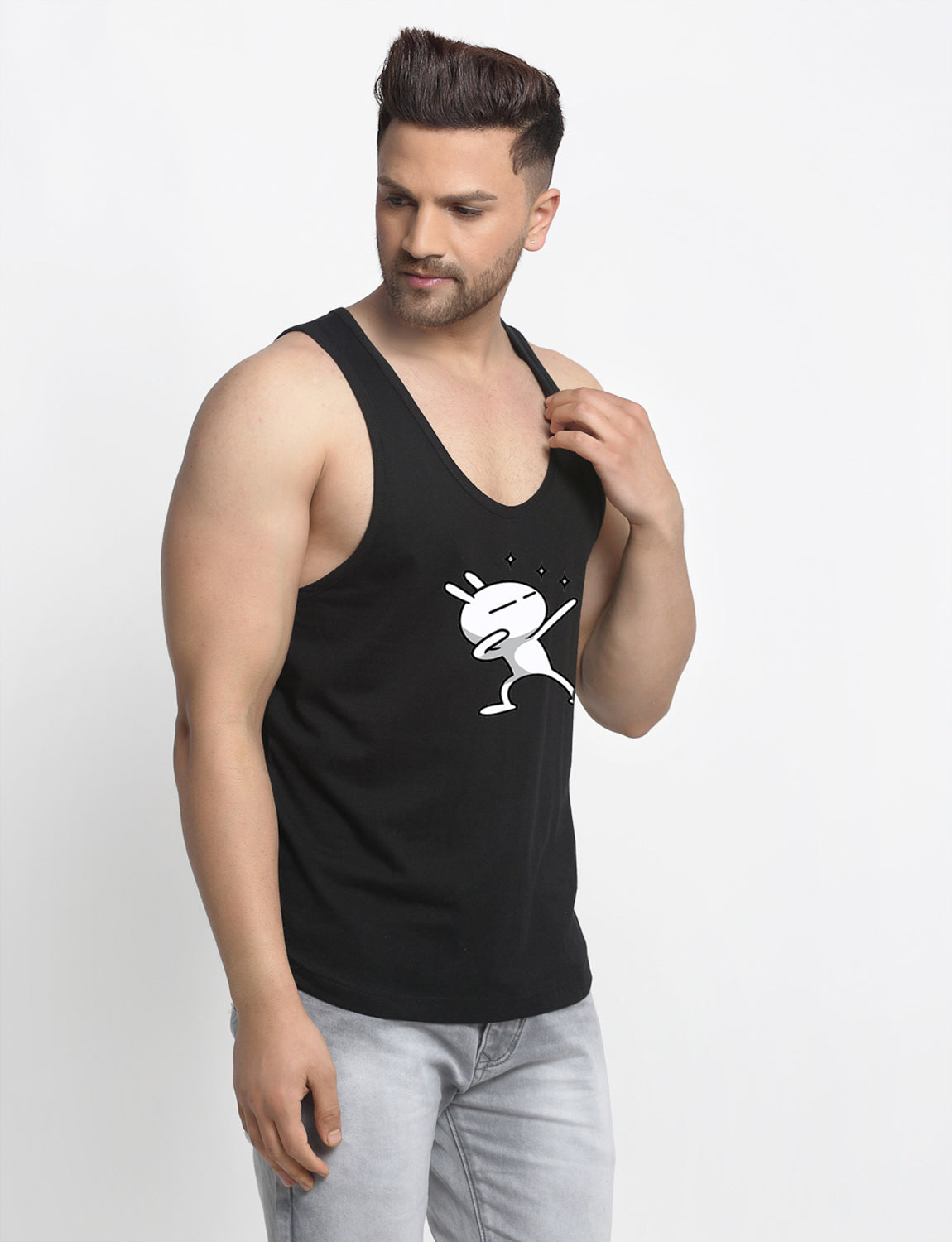 Three Star Printed Airy Sleeveless Innerwear Gym Vest - Friskers