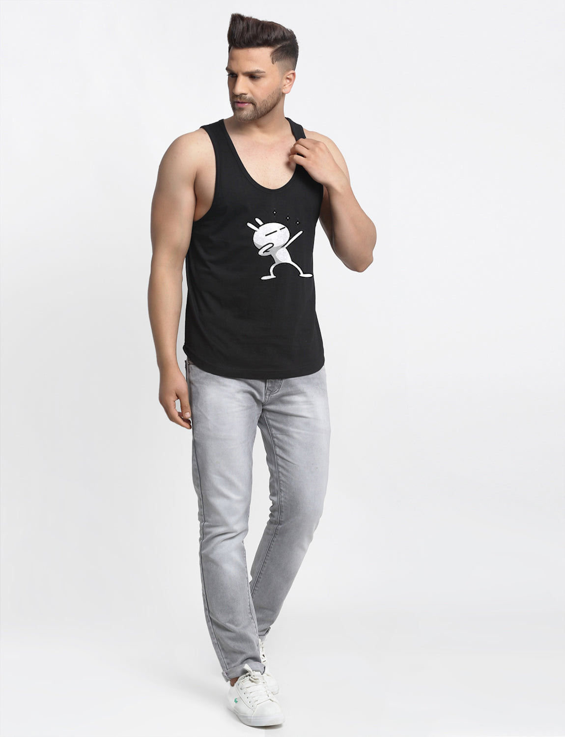 Three Star Printed Airy Sleeveless Innerwear Gym Vest - Friskers