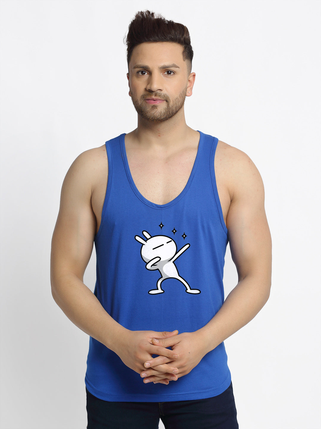 Three Star Printed Airy Sleeveless Innerwear Gym Vest - Friskers