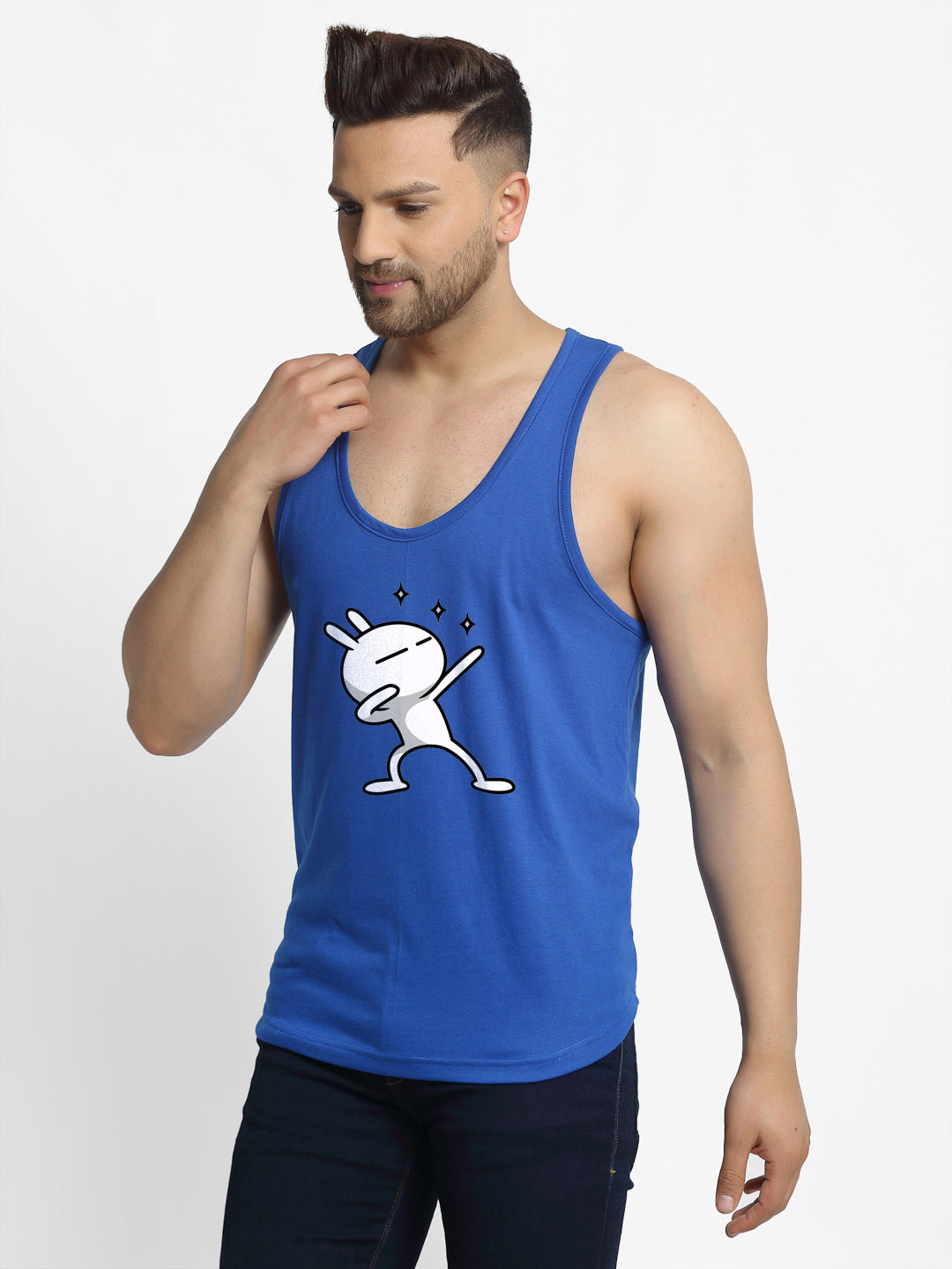 Three Star Printed Airy Sleeveless Innerwear Gym Vest - Friskers