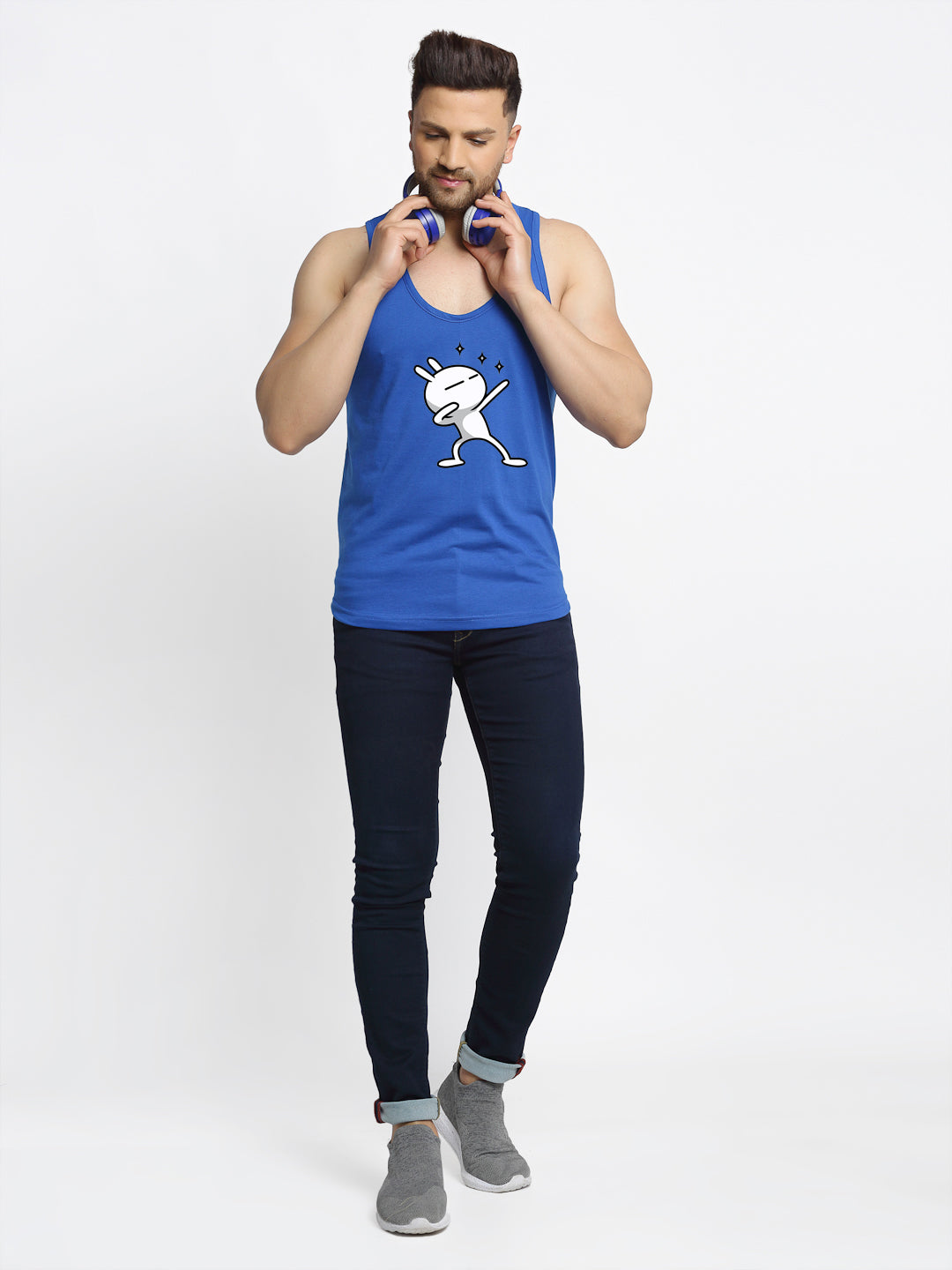 Three Star Printed Airy Sleeveless Innerwear Gym Vest - Friskers