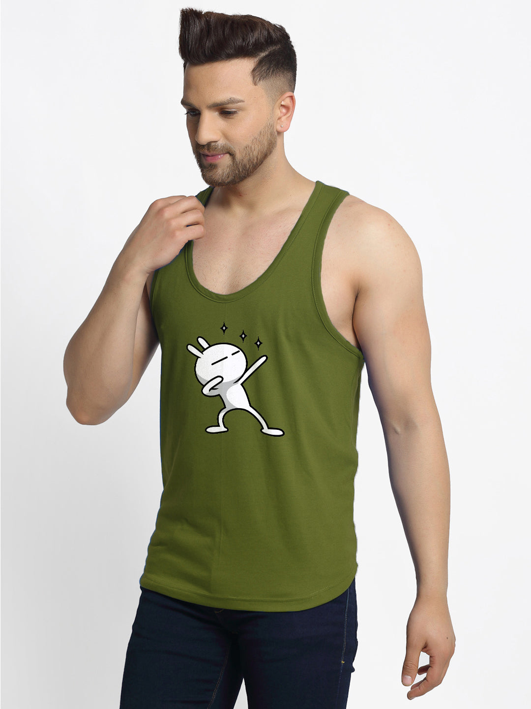 Three Star Printed Airy Sleeveless Innerwear Gym Vest - Friskers