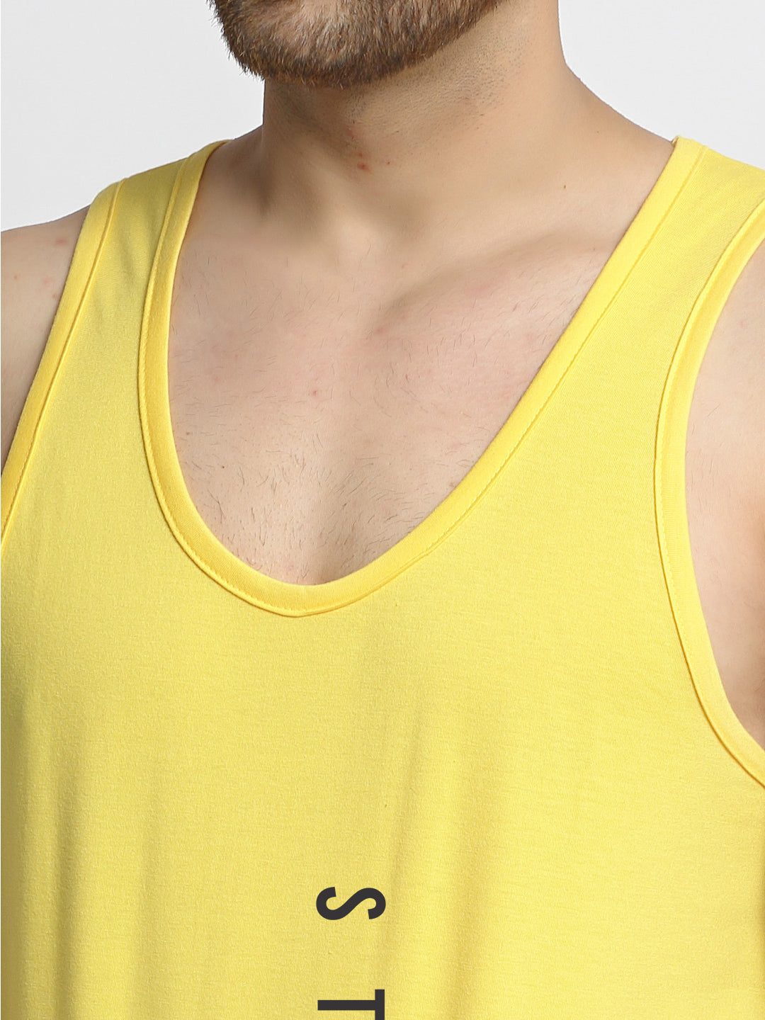 Men's Pack of 2 Olive Green & Yellow Printed Gym vest - Friskers