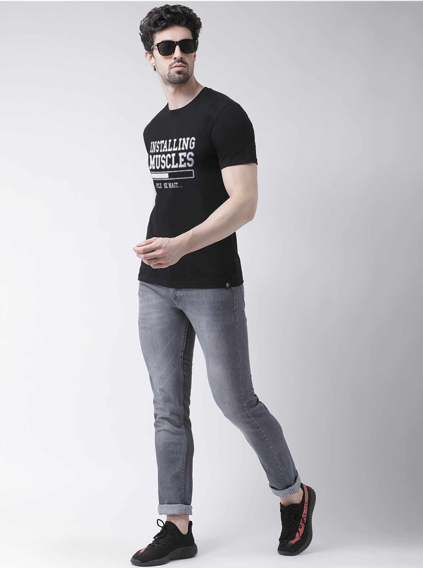 Instaling Muscles Printed Round Neck Clearance T-shirt - Friskers