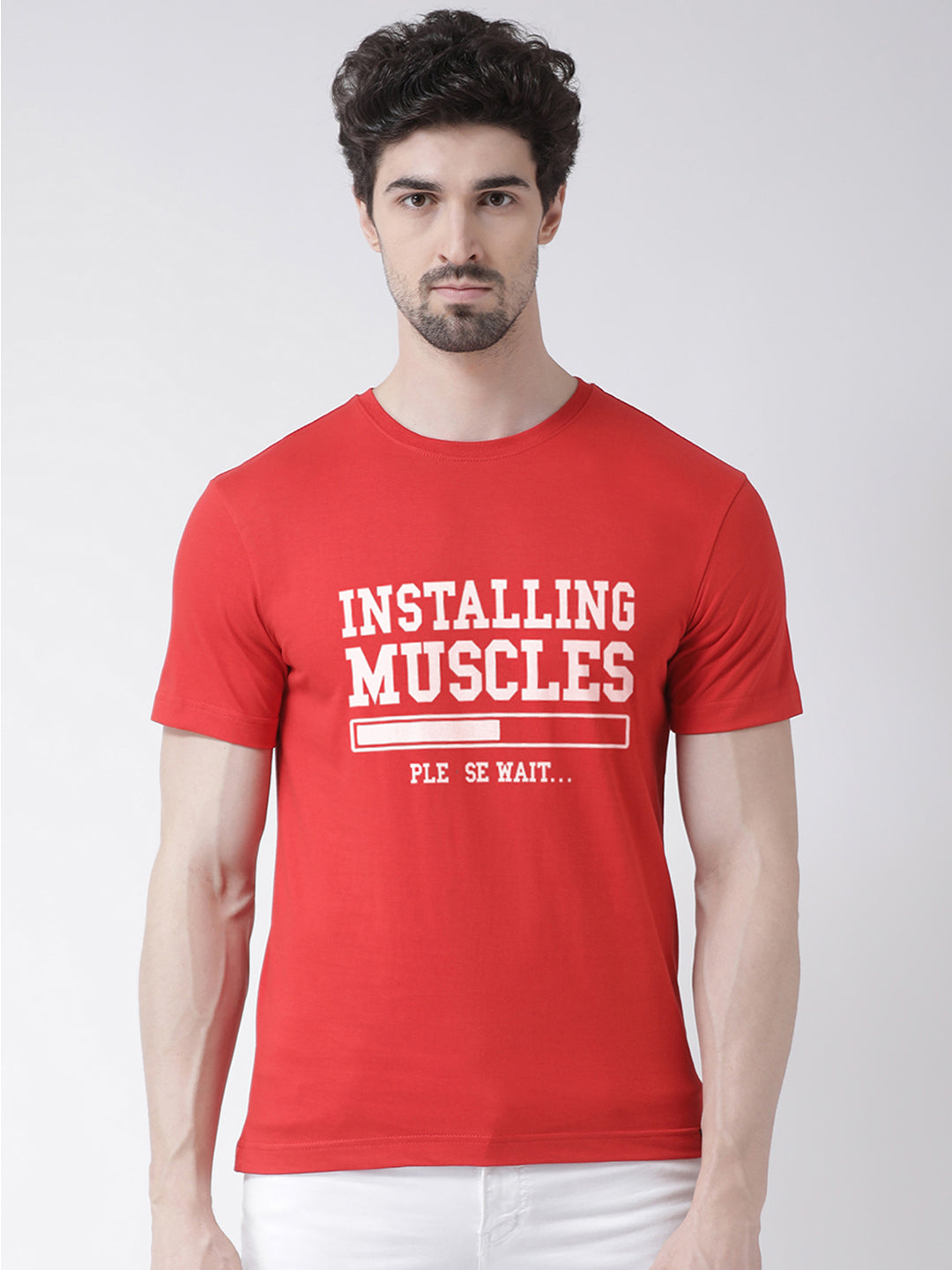 Instaling Muscles Printed Round Neck Clearance T-shirt - Friskers