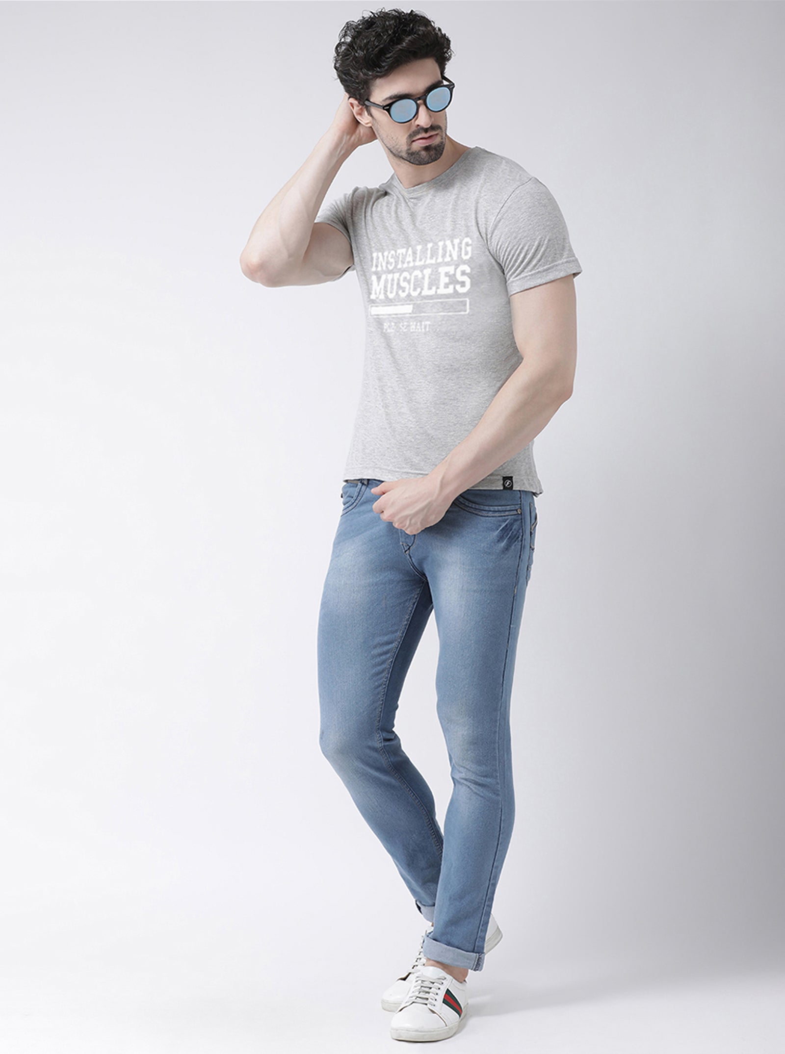 Instaling Muscles Printed Round Neck Clearance T-shirt - Friskers