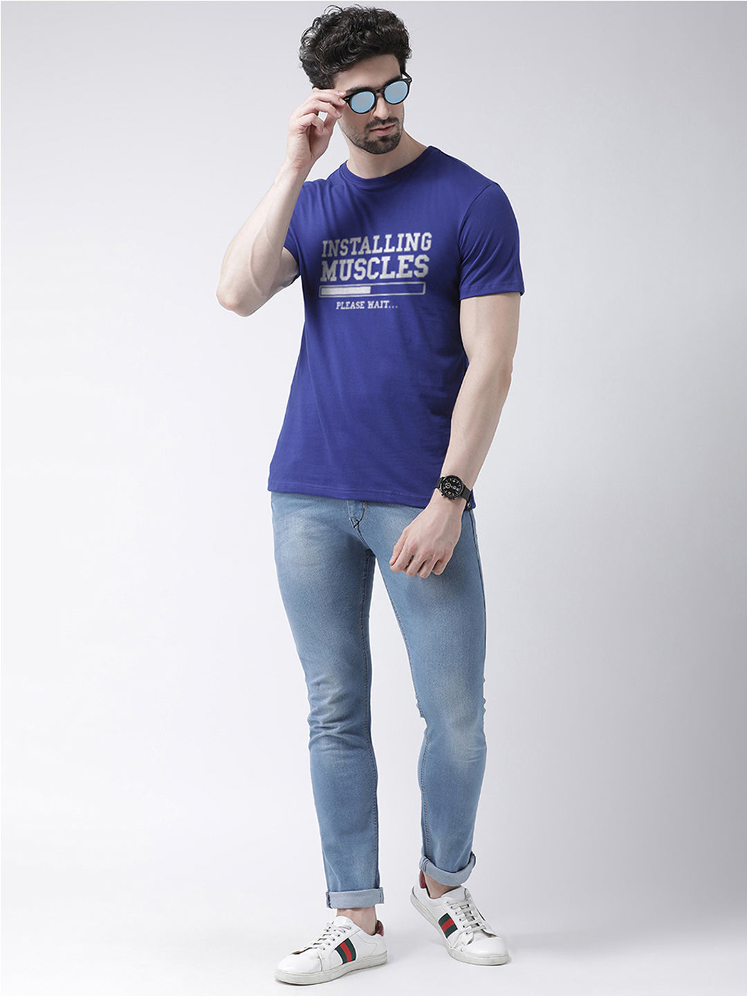 Instaling Muscles Printed Round Neck Clearance T-shirt - Friskers