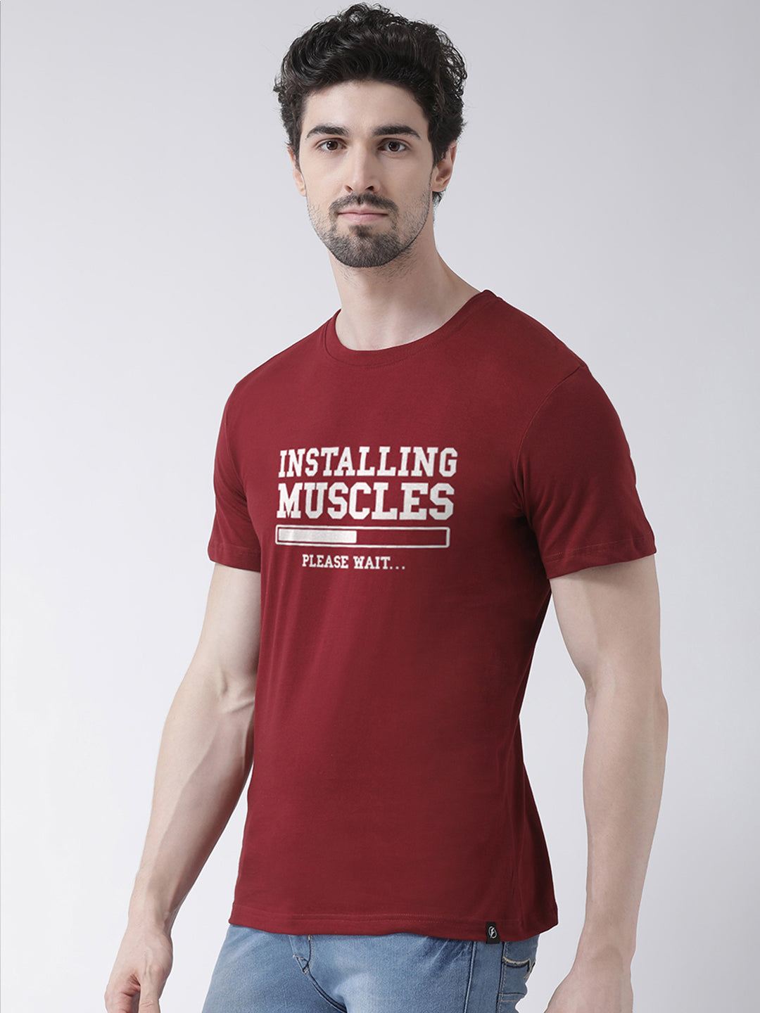 Instaling Muscles Printed Round Neck Clearance T-shirt - Friskers