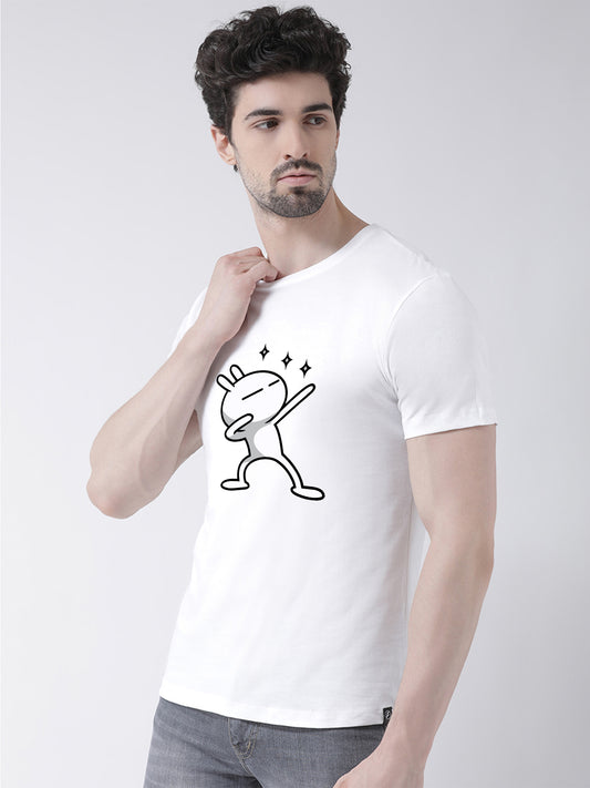 Three Star Printed Round Neck T-shirt - Friskers