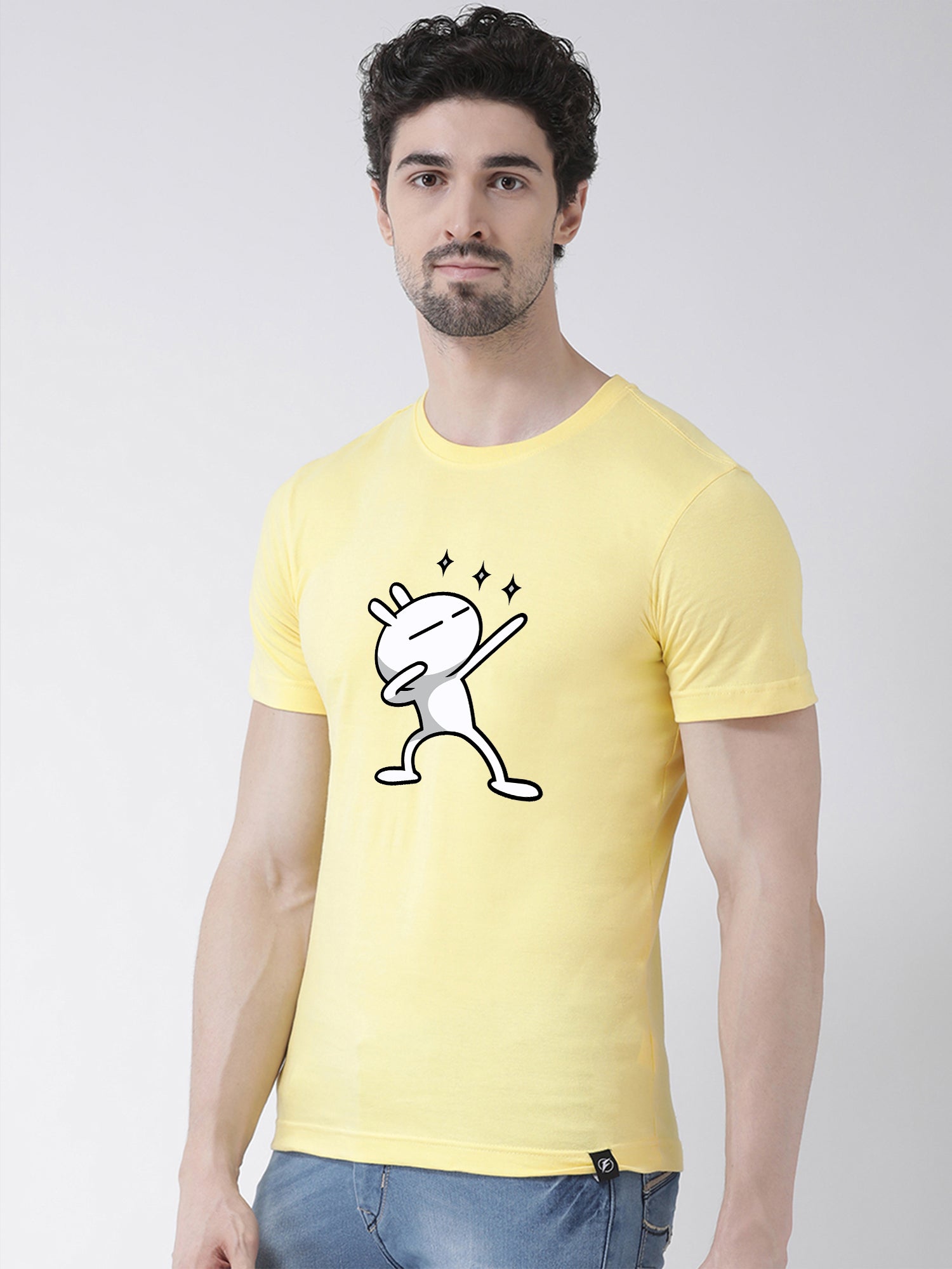 Three Star Printed Round Neck T-shirt - Friskers