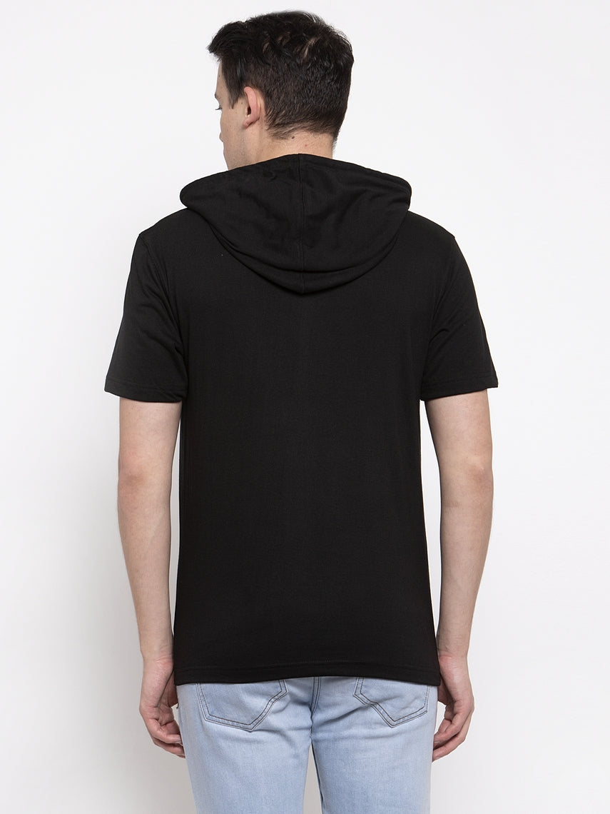 Men's Half Sleeves Solid Hoody T-shirt - Friskers