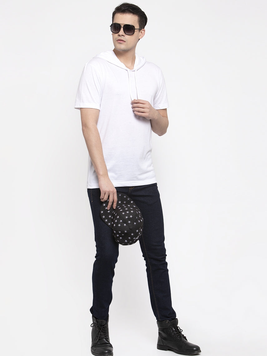 Men's Half Sleeves Solid Hoody T-shirt - Friskers