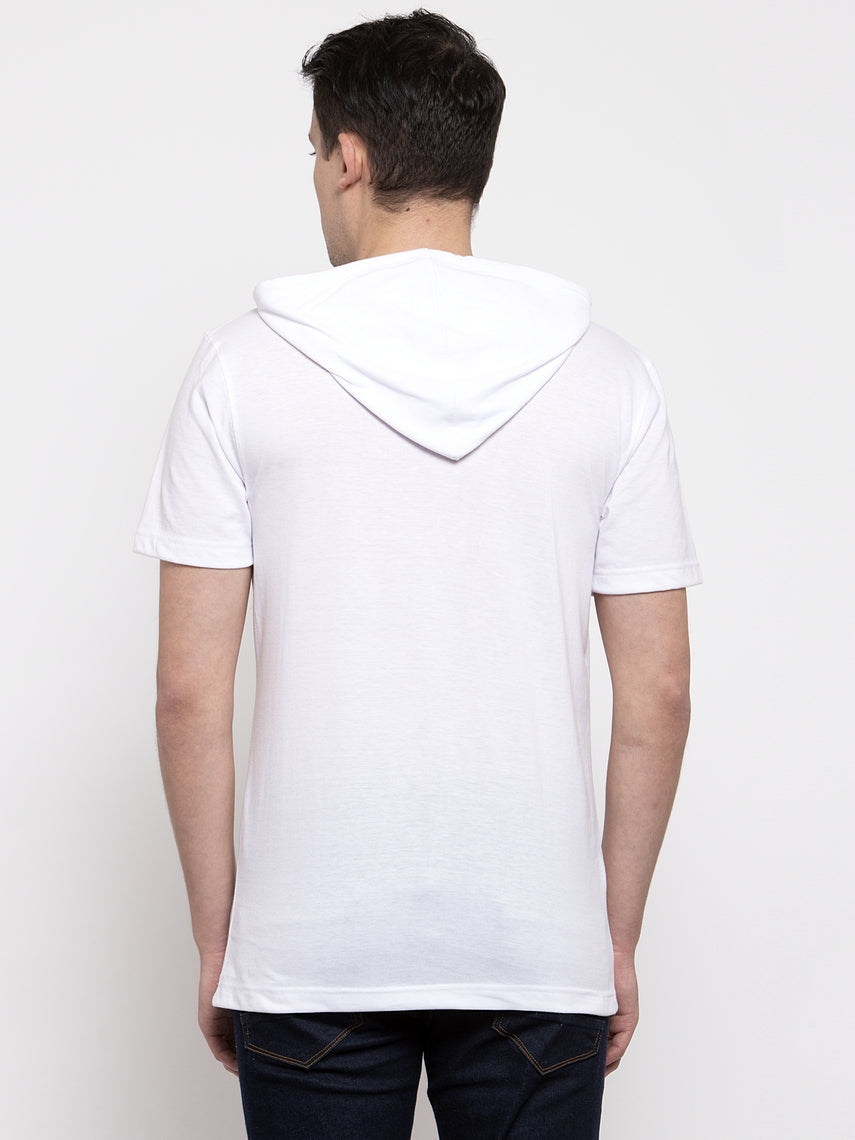 Men's Half Sleeves Solid Hoody T-shirt - Friskers